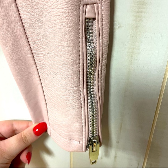 Blank NYC Pink Vegan Leather Zipper Biker Jacket Sz S - Picture 8 of 9
